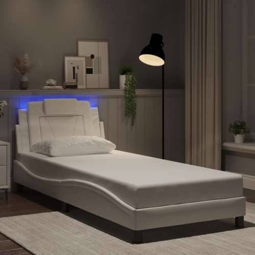 Okvir kreveta s LED svjetlima bijeli 80 x 200 cm umjetna koža - Bijela 80 x 200 cm Cijena