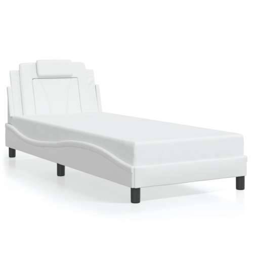Okvir kreveta s LED svjetlima bijeli 90 x 190 cm umjetna koža - Bijela 90 x 190 cm Cijena