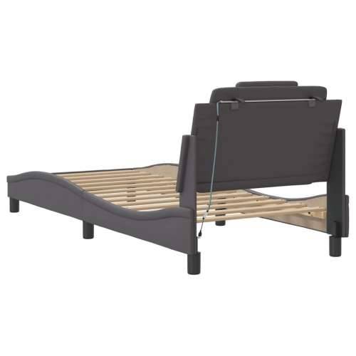 Okvir kreveta s LED svjetlima sivi 90 x 200 cm od umjetne kože - Siva 90 x 200 cm Cijena