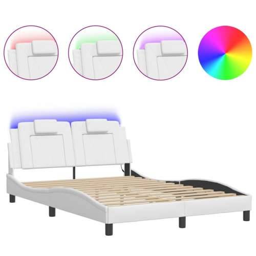 Okvir kreveta s LED svjetlima bijeli 120 x 200 cm umjetna koža - Bijela 120 x 200 cm Cijena