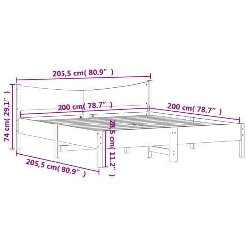 Okvir kreveta bez madraca 200 x 200 cm od masivne borovine Prirodna boja bora 200 x 200 cm Cijena