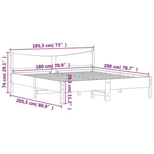 Okvir kreveta bez madraca 180 x 200 cm od masivne borovine - Prirodna boja bora 180 x 200 cm Cijena