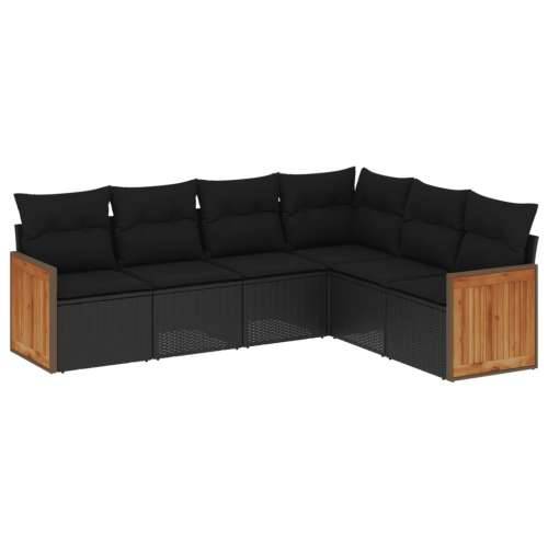 Vrtna garnitura - 6-dijelni set vrtnih sofa s jastucima crni od poliratana - Crna Bez stola 1 Cijena