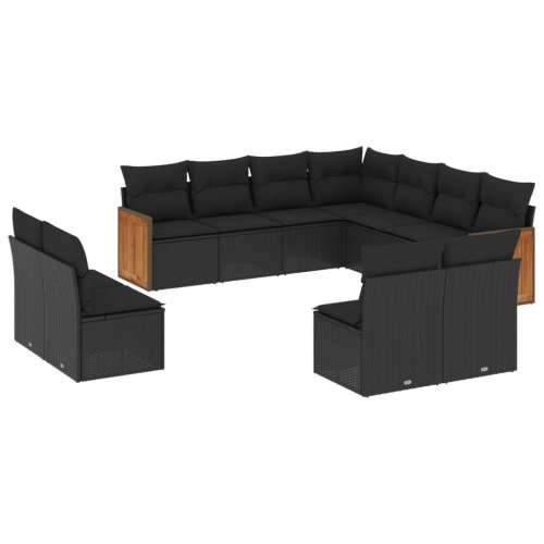 Vrtna garnitura - 11-dijelni set vrtnih sofa od poliratana s jastucima crni - Crna Bez stola 1 Cijena