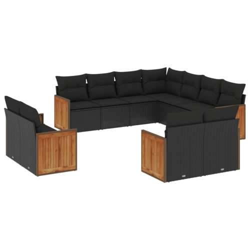 Vrtna garnitura - 11-dijelni set vrtnih sofa od poliratana s jastucima crni - Crna Bez stola 1 Cijena