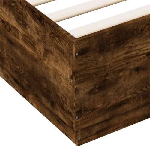 Okvir kreveta s LED svjetlima boja hrasta 160 x 200 cm drveni - Dimljeni hrast 160 x 200 cm Cijena