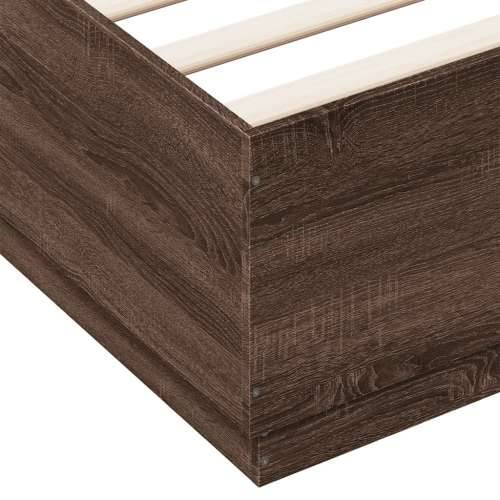 Okvir za krevet s LED svjetlima boja hrasta 160 x 200 cm drveni - Smeđi hrast 160 x 200 cm Cijena
