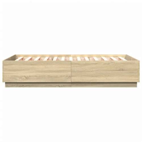 Okvir za krevet s LED svjetlima boja hrasta 120 x 200 cm drveni - sonoma hrast 120 x 200 cm Cijena