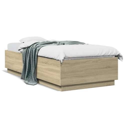 Okvir za krevet s LED svjetlima boja hrasta 90 x 200 cm drveni - sonoma hrast 90 x 200 cm Cijena