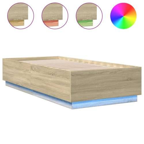 Okvir za krevet s LED svjetlima boja hrasta 90 x 200 cm drveni - sonoma hrast 90 x 200 cm Cijena