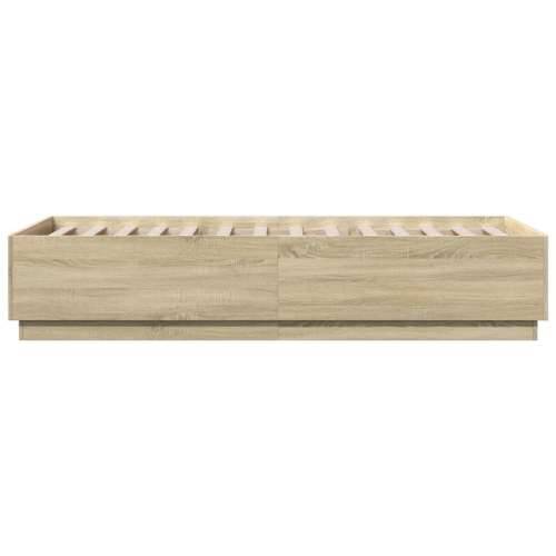 Okvir za krevet s LED svjetlima boja hrasta 90 x 200 cm drveni - sonoma hrast 90 x 200 cm Cijena