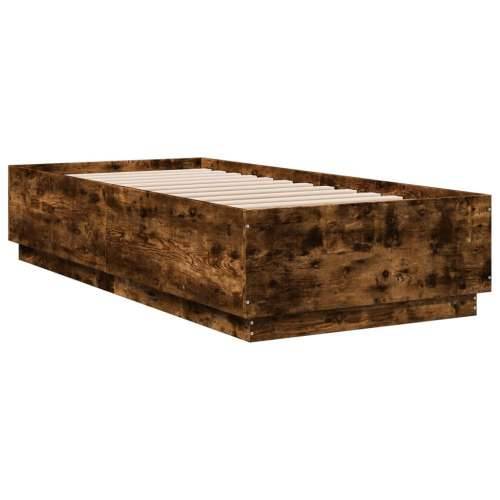 Okvir za krevet s LED svjetlima boja hrasta 90 x 200 cm drveni - Dimljeni hrast 90 x 200 cm Cijena