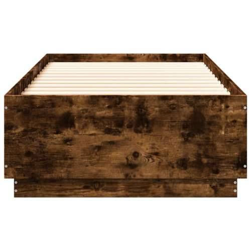 Okvir za krevet s LED svjetlima boja hrasta 90 x 200 cm drveni - Dimljeni hrast 90 x 200 cm Cijena