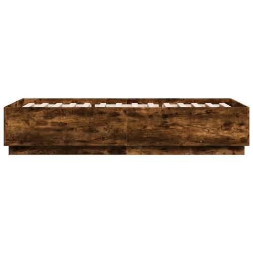 Okvir za krevet s LED svjetlima boja hrasta 90 x 200 cm drveni - Dimljeni hrast 90 x 200 cm Cijena