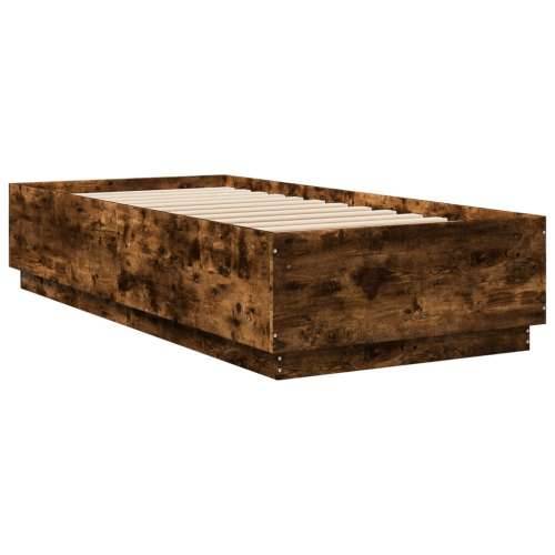 Okvir za krevet s LED svjetlima boja hrasta 90 x 200 cm drveni - Dimljeni hrast 90 x 200 cm Cijena