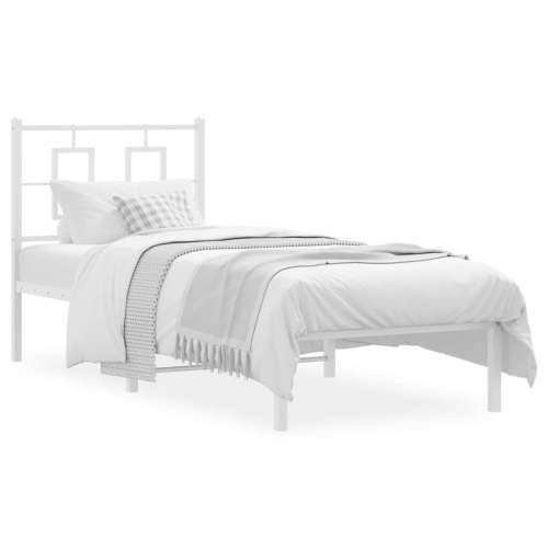 Metalni okvir krevet bez madraca s uzglavljem bijeli 75x190 cm - Bijela 75 x 190 cm s uzglavljem Cijena