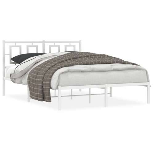 Metalni okvir za krevet s uzglavljem bijeli 135x190 cm - Bijela 135 x 190 cm s uzglavljem Cijena