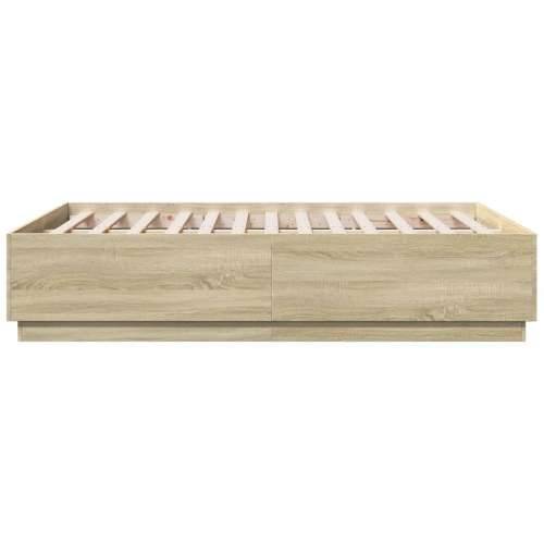 Okvir za krevet s LED svjetlima boja hrasta 120 x 190 cm drveni - sonoma hrast 120 x 190 cm Cijena