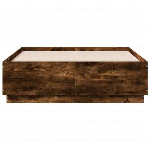 Okvir za krevet s LED svjetlima boja hrasta 120 x 190 cm drveni - Dimljeni hrast 120 x 190 cm Cijena