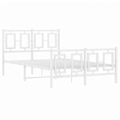 Metalni okvir kreveta uzglavlje i podnožje bijeli 120x190 cm - Bijela 120 x 190 cm s uzglavljem i podnožjem Cijena