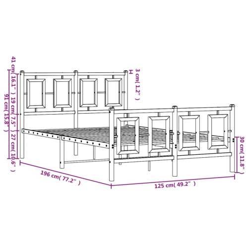 Metalni okvir kreveta uzglavlje i podnožje bijeli 120x190 cm - Bijela 120 x 190 cm s uzglavljem i podnožjem Cijena