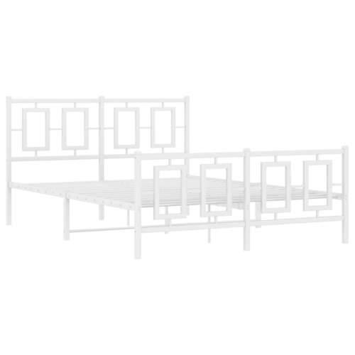 Metalni okvir kreveta uzglavlje i podnožje bijeli 135 x 190 cm - Bijela 135 x 190 cm s uzglavljem i podnožjem Cijena