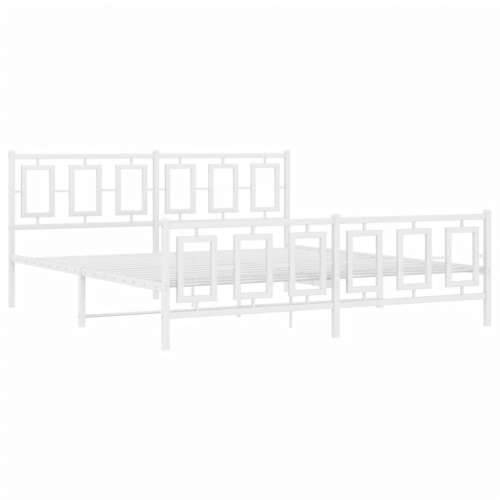 Metalni okvir kreveta uzglavlje i podnožje bijeli 183x213 cm - Bijela 183 x 213 cm s uzglavljem i podnožjem Cijena