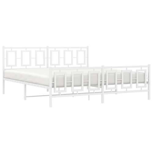Metalni okvir kreveta uzglavlje i podnožje bijeli 183x213 cm - Bijela 183 x 213 cm s uzglavljem i podnožjem Cijena