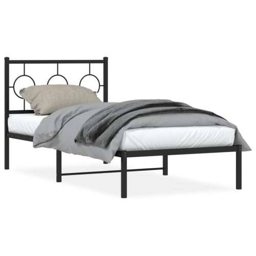 Metalni okvir za krevet s uzglavljem crni 90x190 cm - Crna 90 x 190 cm s uzglavljem Cijena