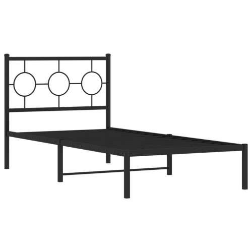 Metalni okvir za krevet s uzglavljem crni 90x190 cm - Crna 90 x 190 cm s uzglavljem Cijena