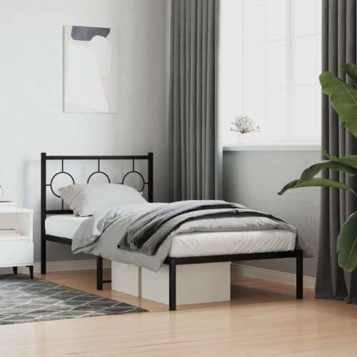 Metalni okvir za krevet s uzglavljem crni 90x190 cm - Crna 90 x 190 cm s uzglavljem Cijena