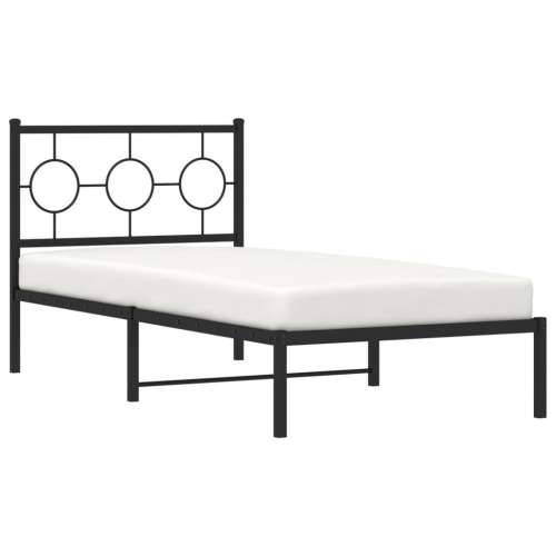 Metalni okvir za krevet s uzglavljem crni 90x190 cm - Crna 90 x 190 cm s uzglavljem Cijena