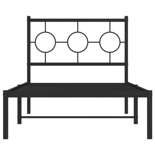 Metalni okvir za krevet s uzglavljem crni 90x190 cm - Crna 90 x 190 cm s uzglavljem Cijena