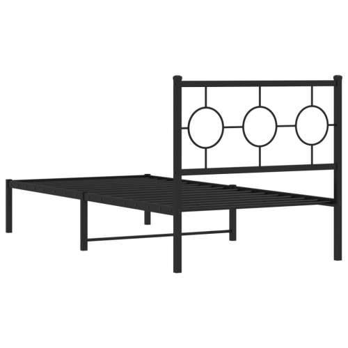 Metalni okvir za krevet s uzglavljem crni 90x190 cm - Crna 90 x 190 cm s uzglavljem Cijena