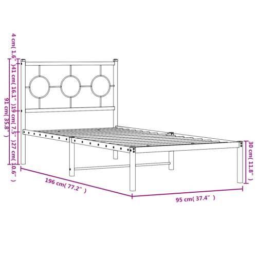 Metalni okvir za krevet s uzglavljem crni 90x190 cm - Crna 90 x 190 cm s uzglavljem Cijena
