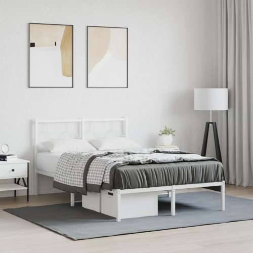 Metalni okvir za krevet s uzglavljem bijeli 120 x 190 cm - Bijela 120 x 190 cm s uzglavljem Cijena