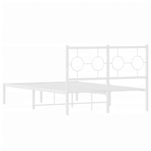 Metalni okvir za krevet s uzglavljem bijeli 120 x 190 cm - Bijela 120 x 190 cm s uzglavljem Cijena