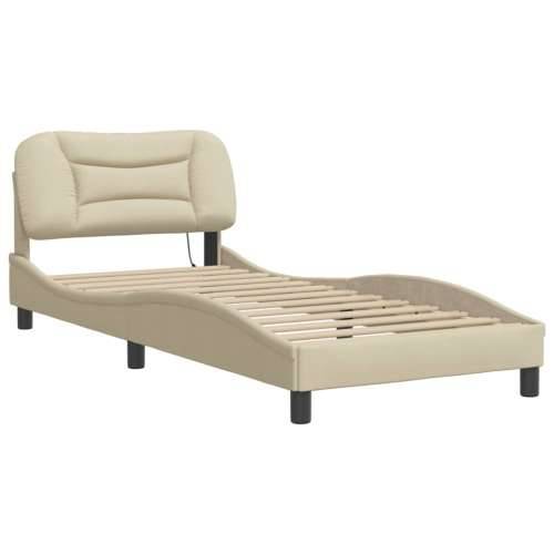Okvir kreveta s LED svjetlima krem 90 x 190 cm od tkanine - Krema 90 x 190 cm Cijena