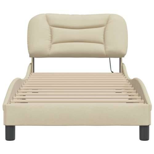 Okvir kreveta s LED svjetlima krem 90 x 190 cm od tkanine - Krema 90 x 190 cm Cijena
