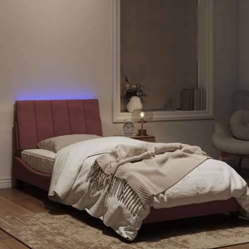 Okvir kreveta s LED svjetlima ružičasti 80 x 200 cm baršunasti - Ružičasta 80 x 200 cm Cijena