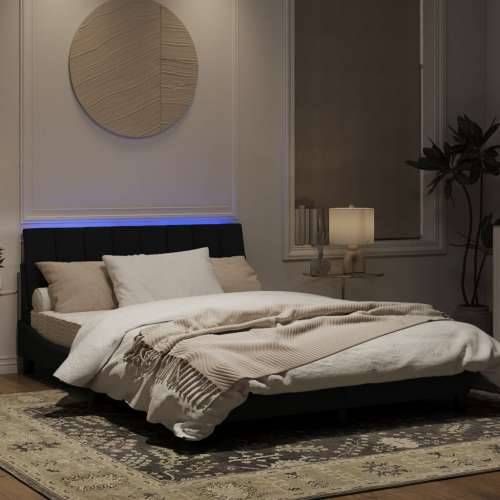Okvir kreveta s LED svjetlima crni 120 x 200 cm baršunasti - Crna 120 x 200 cm Cijena
