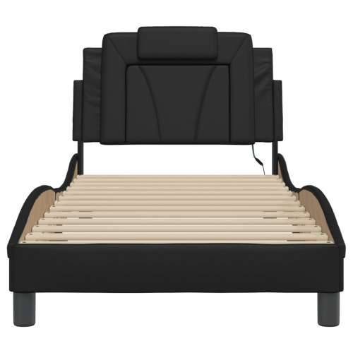 Okvir kreveta s LED svjetlima crni 90 x 190 cm od umjetne kože - Crna 90 x 190 cm Cijena