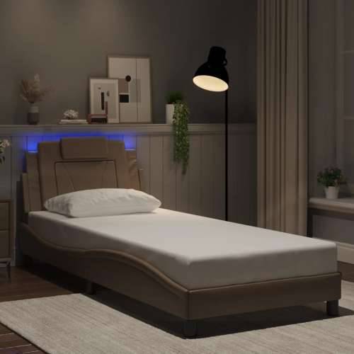 Okvir kreveta s LED svjetlima cappuccino 90x190 cm umjetna koža - Boja cappuccina 90 x 190 cm Cijena