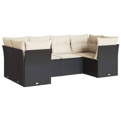Vrtna garnitura - 6-dijelni set vrtnih sofa s jastucima crni od poliratana - Crna i krem 6 Cijena