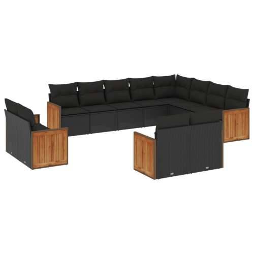 Vrtna garnitura - 12-dijelni set vrtnih sofa od poliratana s jastucima crni - Crna Bez stola 1 Cijena