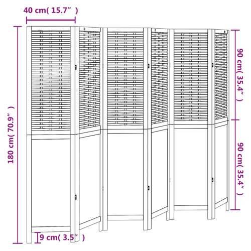 Paravan - Sobna pregrada s 6 panela bijela od masivnog drva paulovnije - 40 x 180 cm 1 6 Cijena