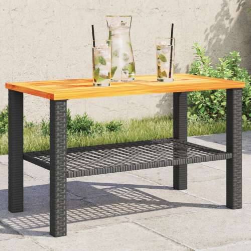 Vrtni stol crni 70 x 38 x 42 cm od poliratana i drva bagrema - Crna i smeđa 70 x 38 x 42 cm 1 Cijena