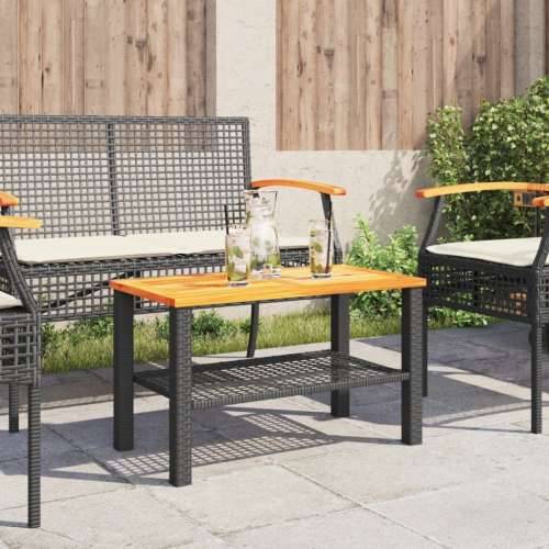 Vrtni stol crni 70 x 38 x 42 cm od poliratana i drva bagrema - Crna i smeđa 70 x 38 x 42 cm 1 Cijena