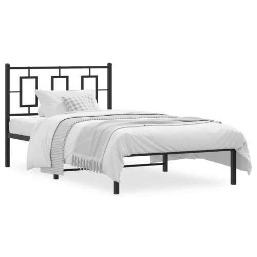 Metalni okvir za krevet s uzglavljem crni 100x190 cm - Crna 100 x 190 cm s uzglavljem Cijena