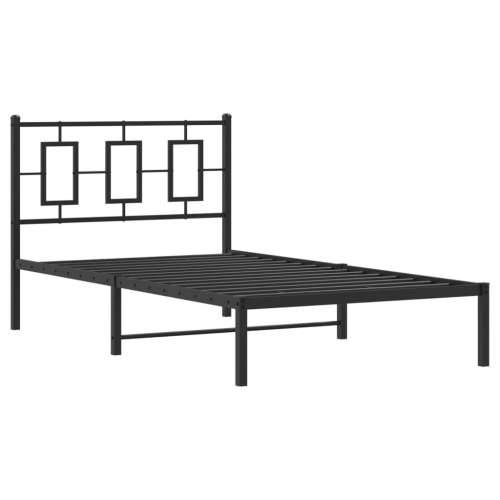 Metalni okvir za krevet s uzglavljem crni 100x190 cm - Crna 100 x 190 cm s uzglavljem Cijena